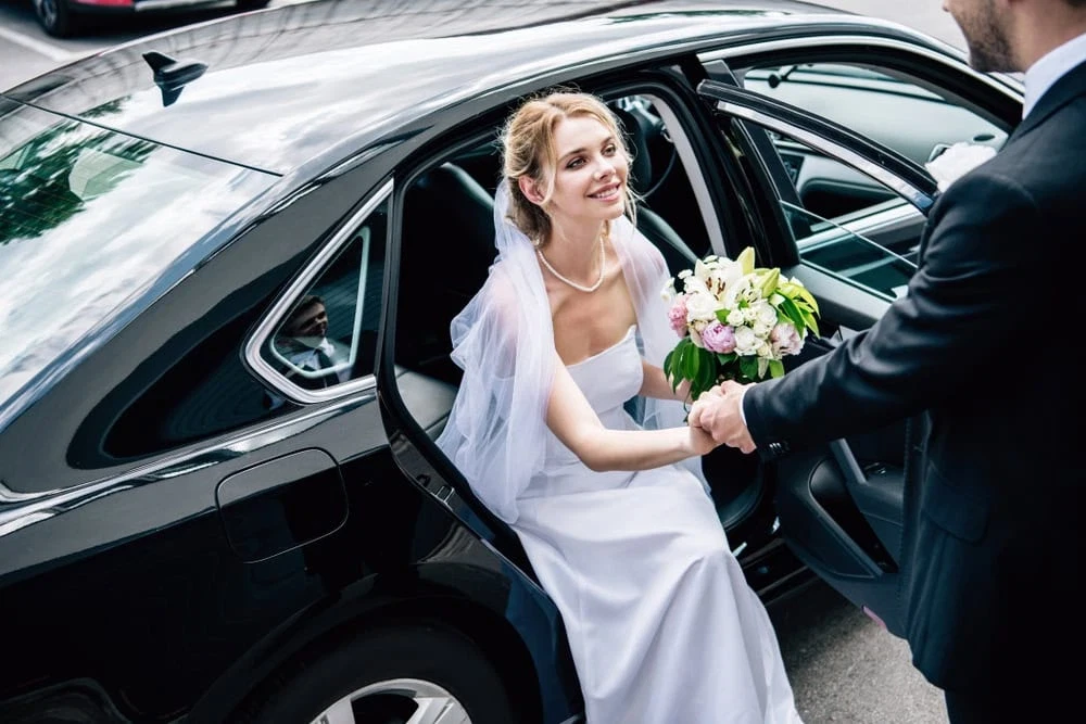 Bride Exiting Limousine Duval County Florida in Duval, Florida